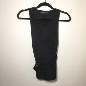 ZARA Faux suede deep v-neck with metal belt